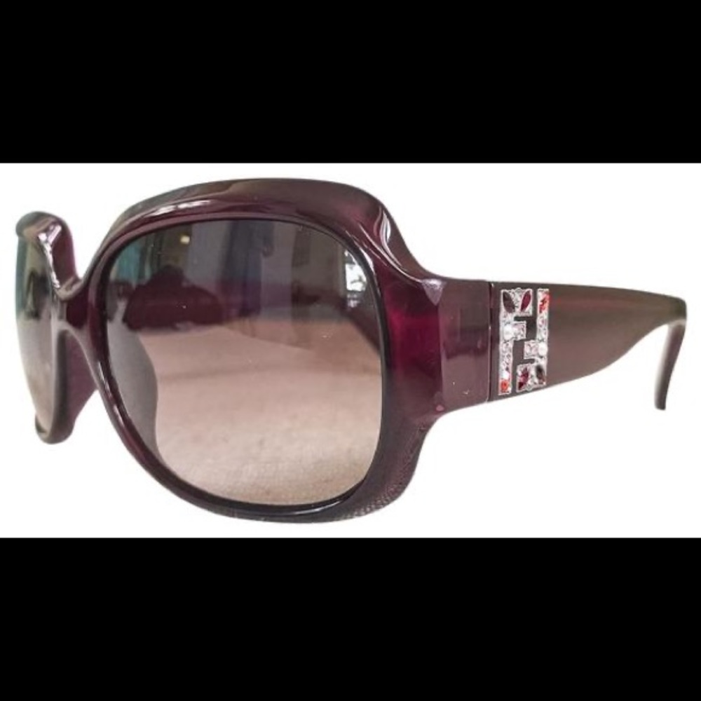 Fendi maroon framed sunglasses w/jeweled temples